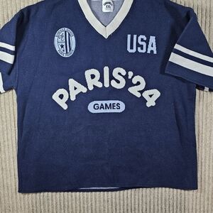 Alex Cooper Unwell Call Her Daddy Paris 2024 navy blue short sleeve sweater XXL